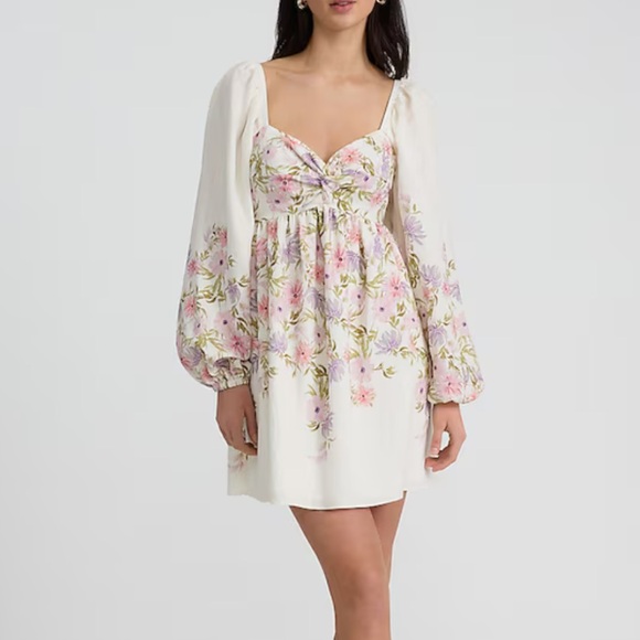 Express Dresses & Skirts - NWT Express Cream and Pink Floral Long Sleeve Dress